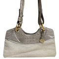 Brahmin Croc Embossed Leather & Canvas Shoulder Bag