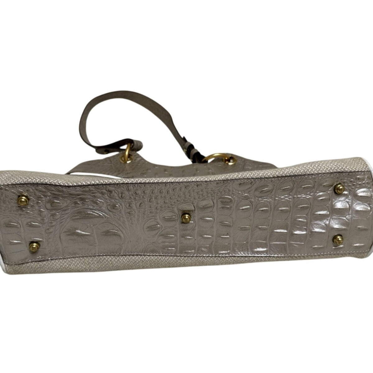 Brahmin Croc Embossed Leather & Canvas Shoulder Bag