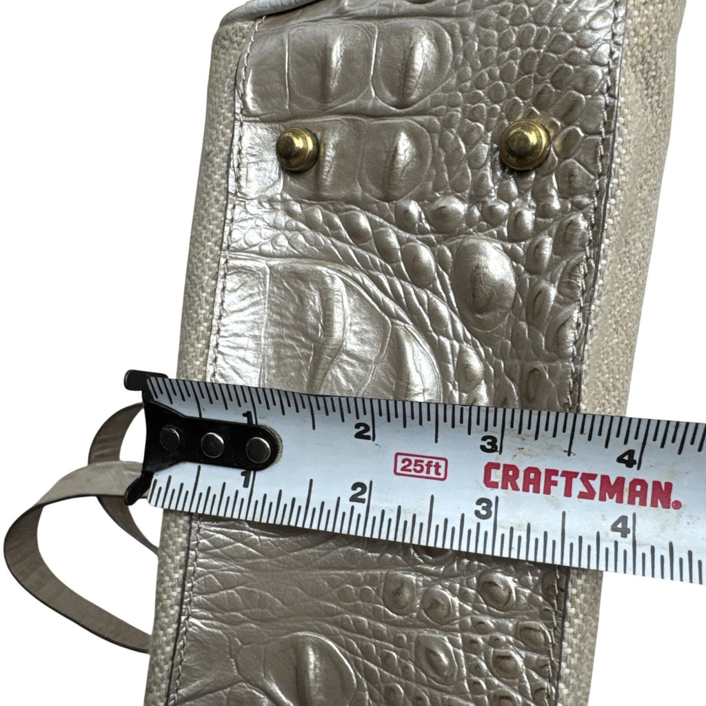 Brahmin Croc Embossed Leather & Canvas Shoulder Bag