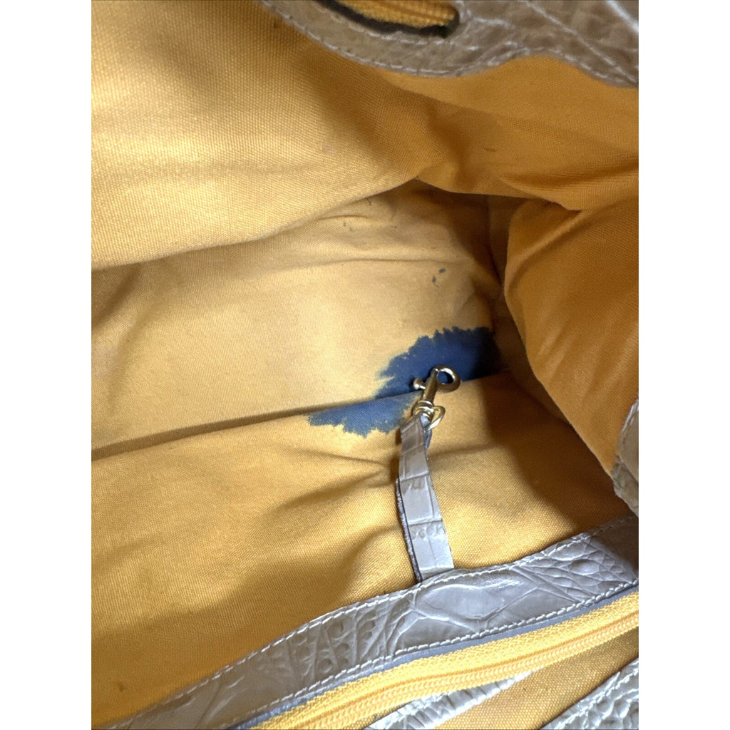 Brahmin Croc Embossed Leather & Canvas Shoulder Bag