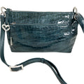 BRIGHTON Green Patent Leather Croc-Embossed Crossbody Bag W/Heart Charm