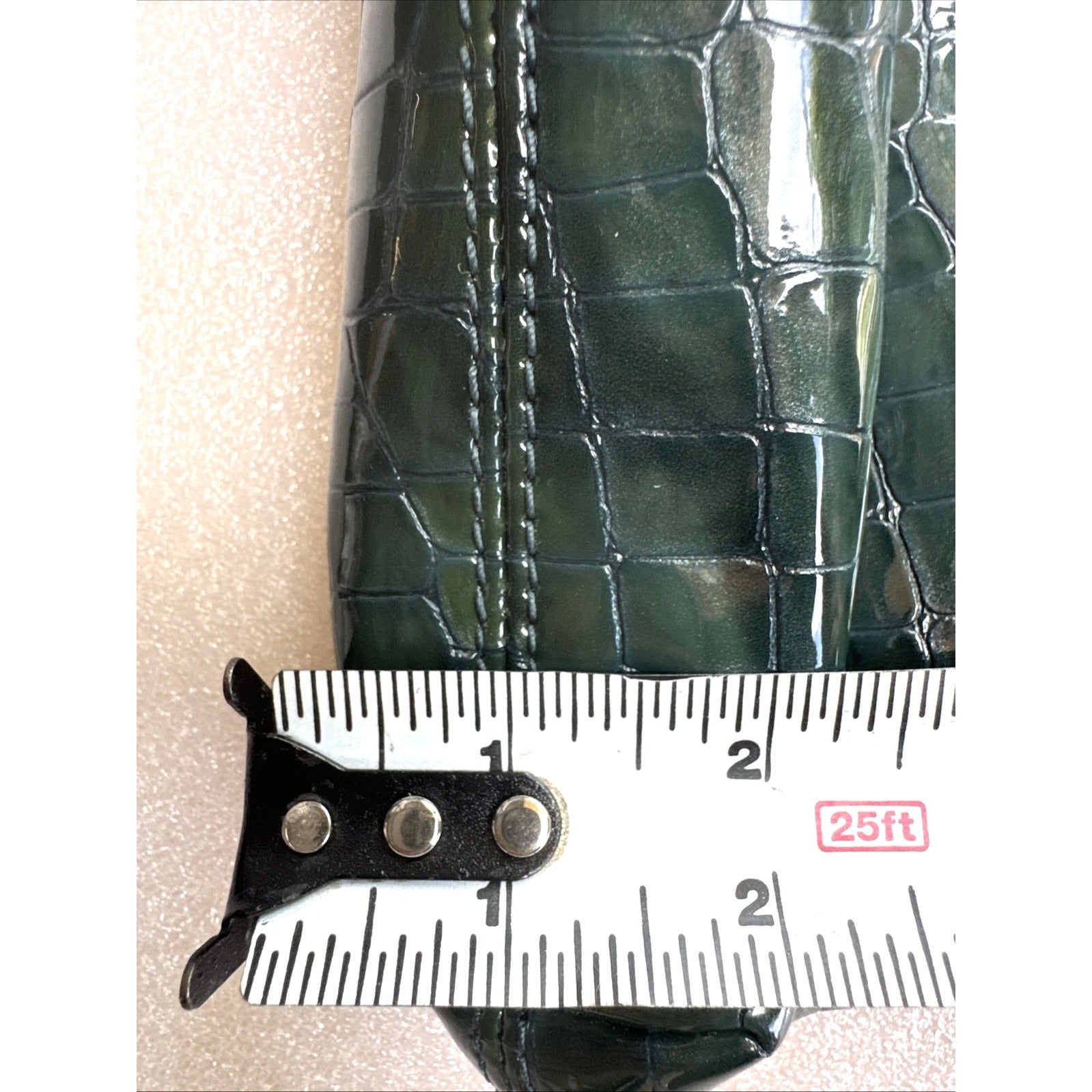 BRIGHTON Green Patent Leather Croc-Embossed Crossbody Bag W/Heart Charm