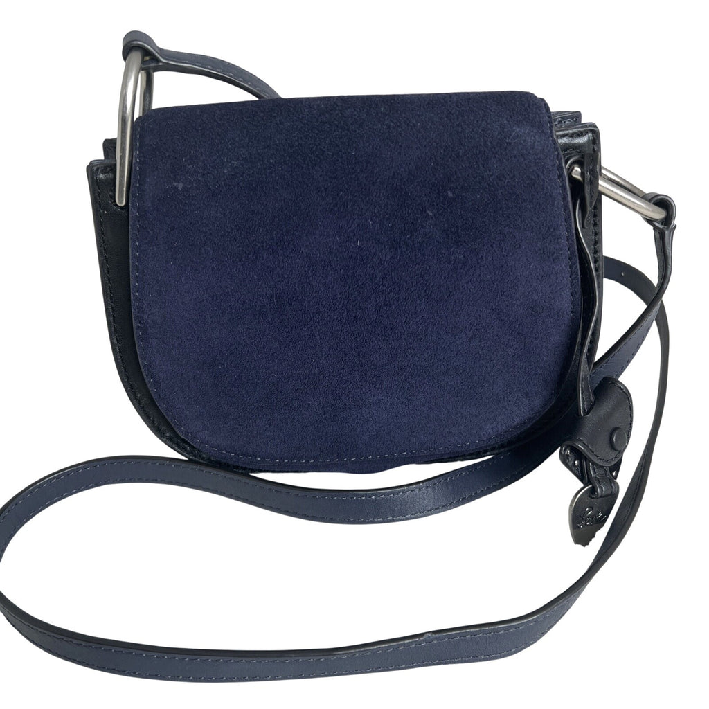 Rebecca Minkoff Navy Suede & Black Leather Crossbody Bag