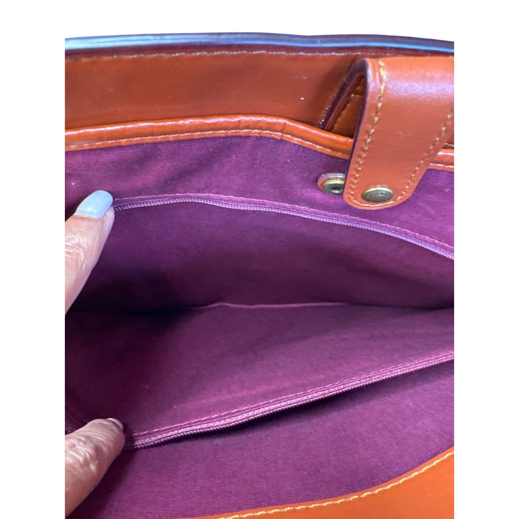 Coach Signature Canvas & Leather Tote Bag With Turnlock Closure & Tag