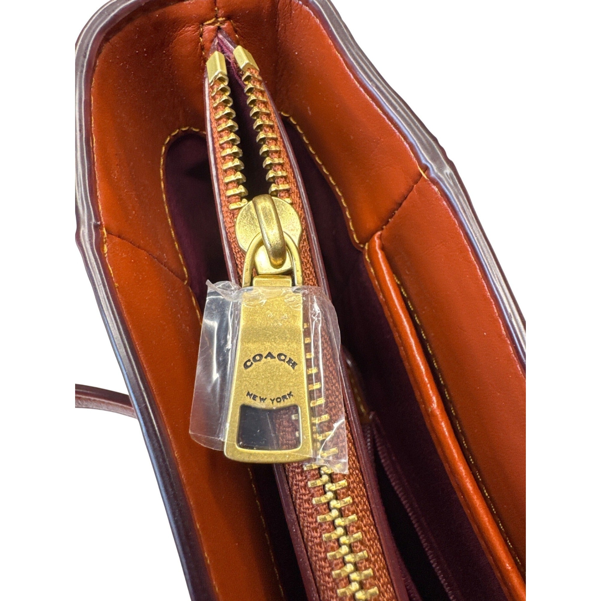 Coach Signature Canvas & Leather Tote Bag With Turnlock Closure & Tag