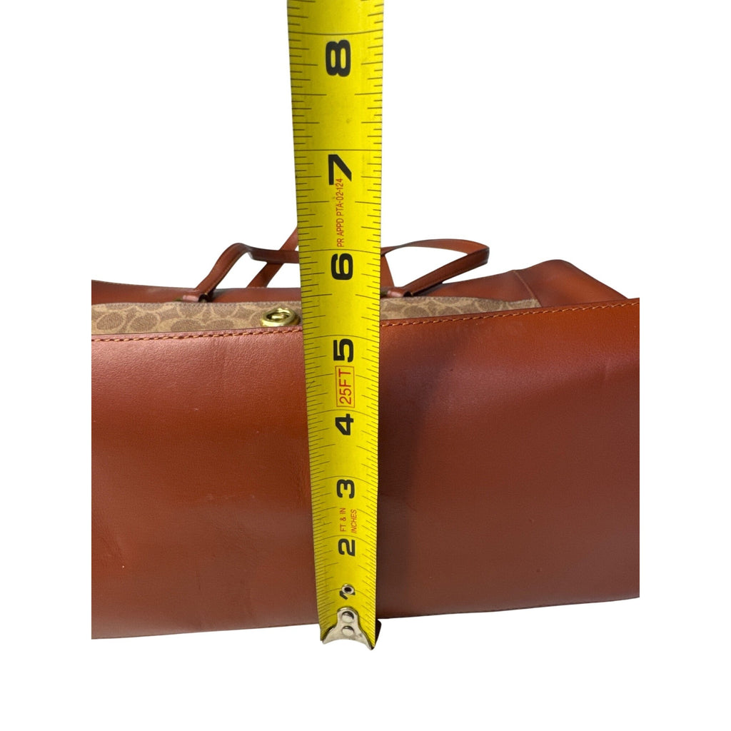 Coach Signature Canvas & Leather Tote Bag With Turnlock Closure & Tag