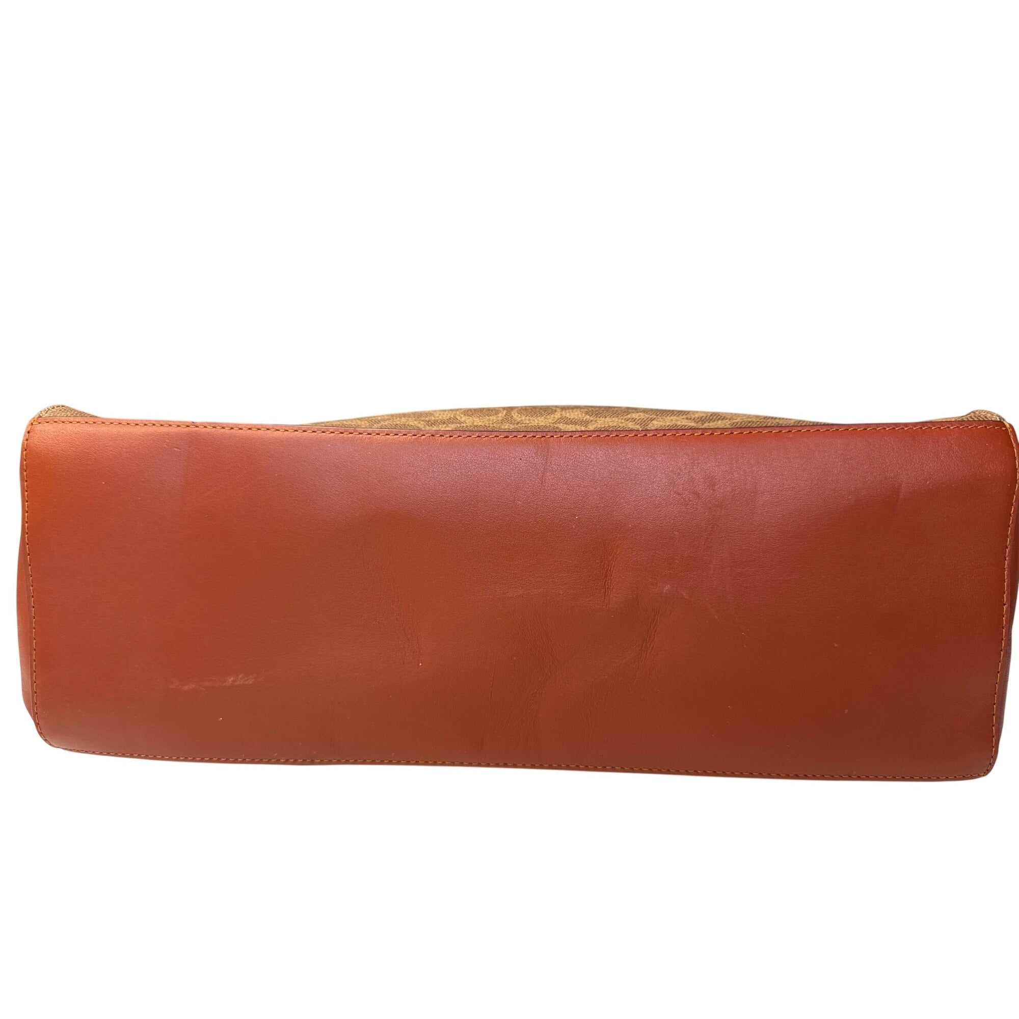 Coach Signature Canvas & Leather Tote Bag With Turnlock Closure & Tag