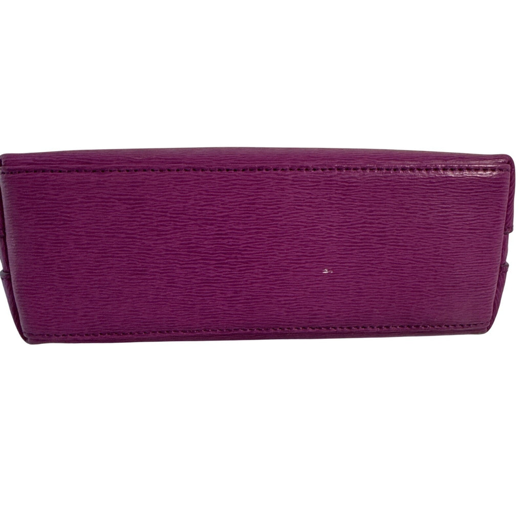 Ralph Lauren Purple Leather Cosmetic Bag W/Gold Zipper & Monogrammed RLL Logo