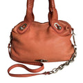 Elliott Lucca Studded Coral Leather Satchel With Chain Strap