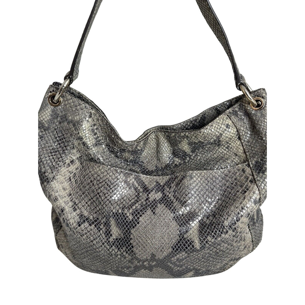 Michael Kors Snakeskin Pattern Shoulder Bag With Gold Accents