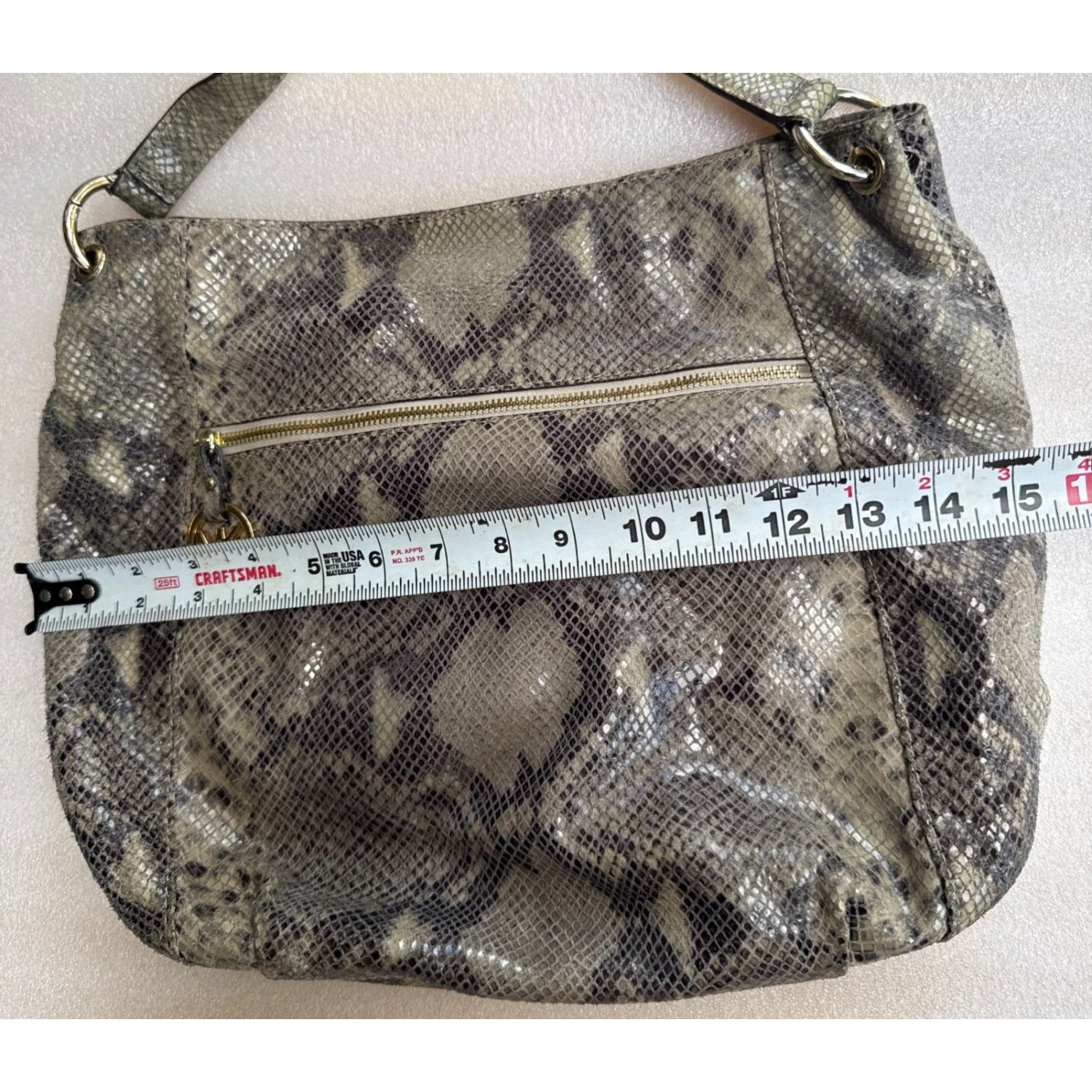 Michael Kors Snakeskin Pattern Shoulder Bag With Gold Accents