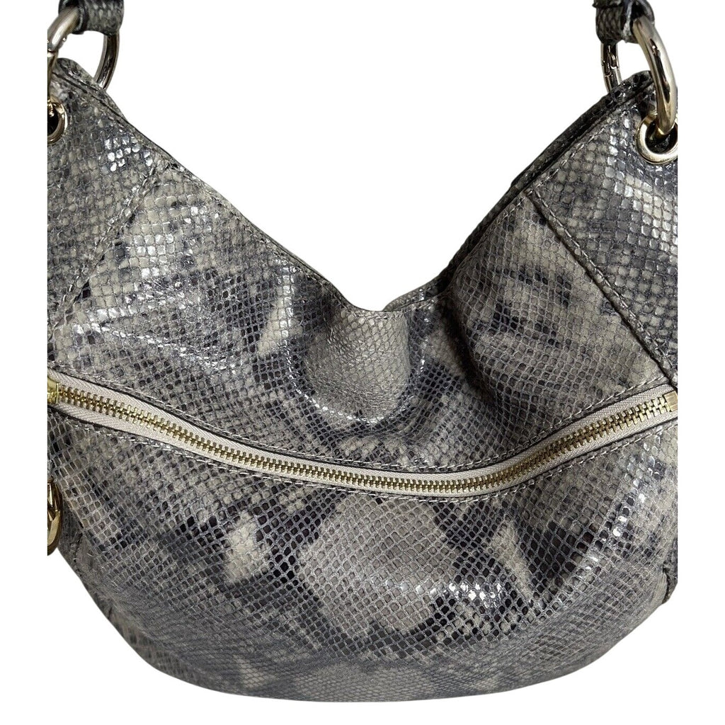 Michael Kors Snakeskin Pattern Shoulder Bag With Gold Accents