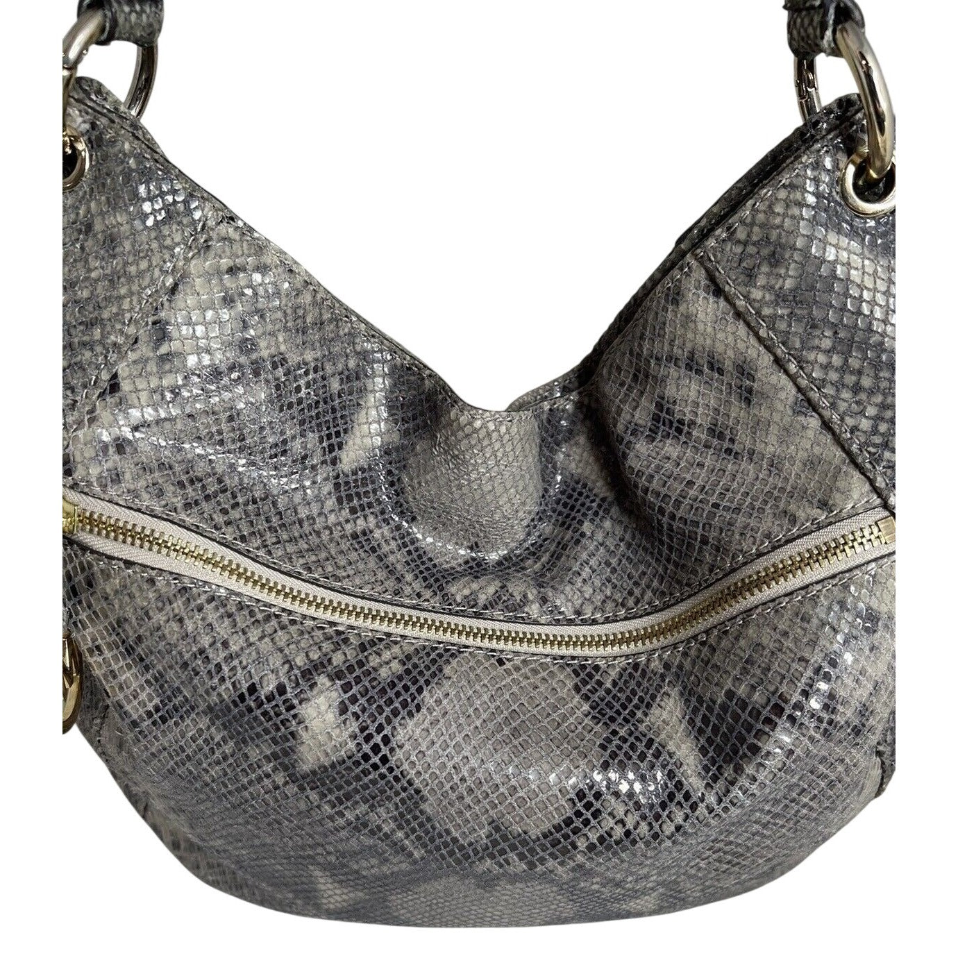 Michael Kors Snakeskin Pattern Shoulder Bag With Gold Accents