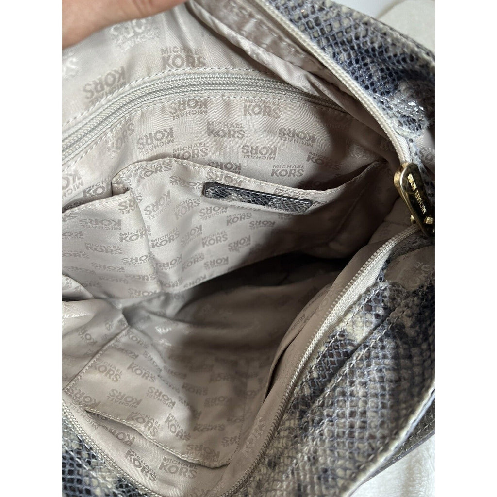 Michael Kors Snakeskin Pattern Shoulder Bag With Gold Accents