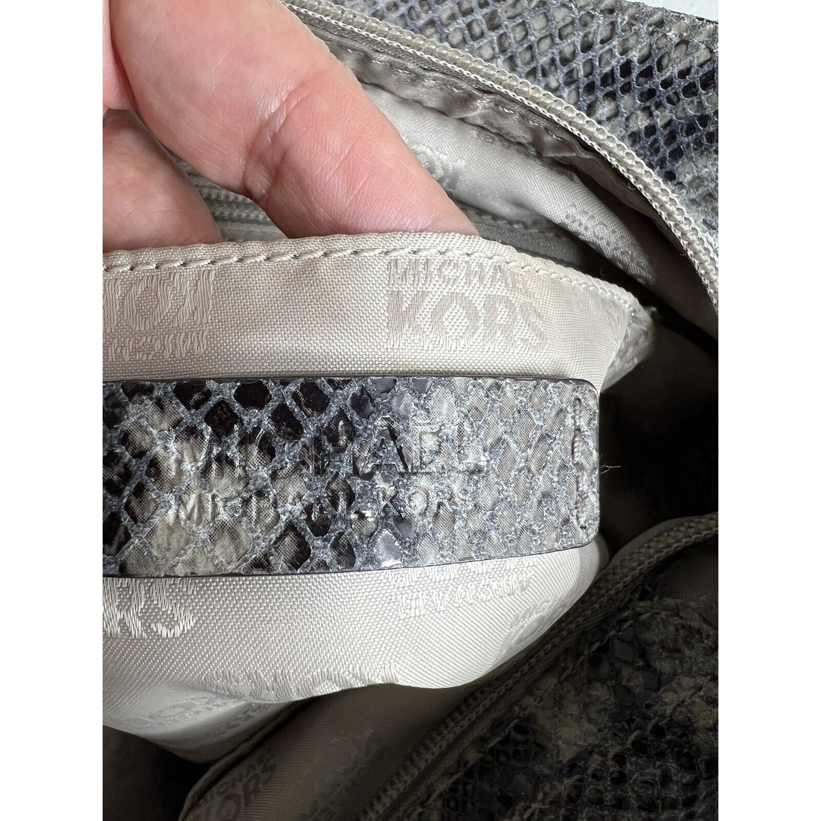 Michael Kors Snakeskin Pattern Shoulder Bag With Gold Accents