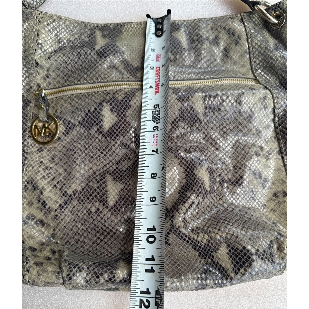 Michael Kors Snakeskin Pattern Shoulder Bag With Gold Accents