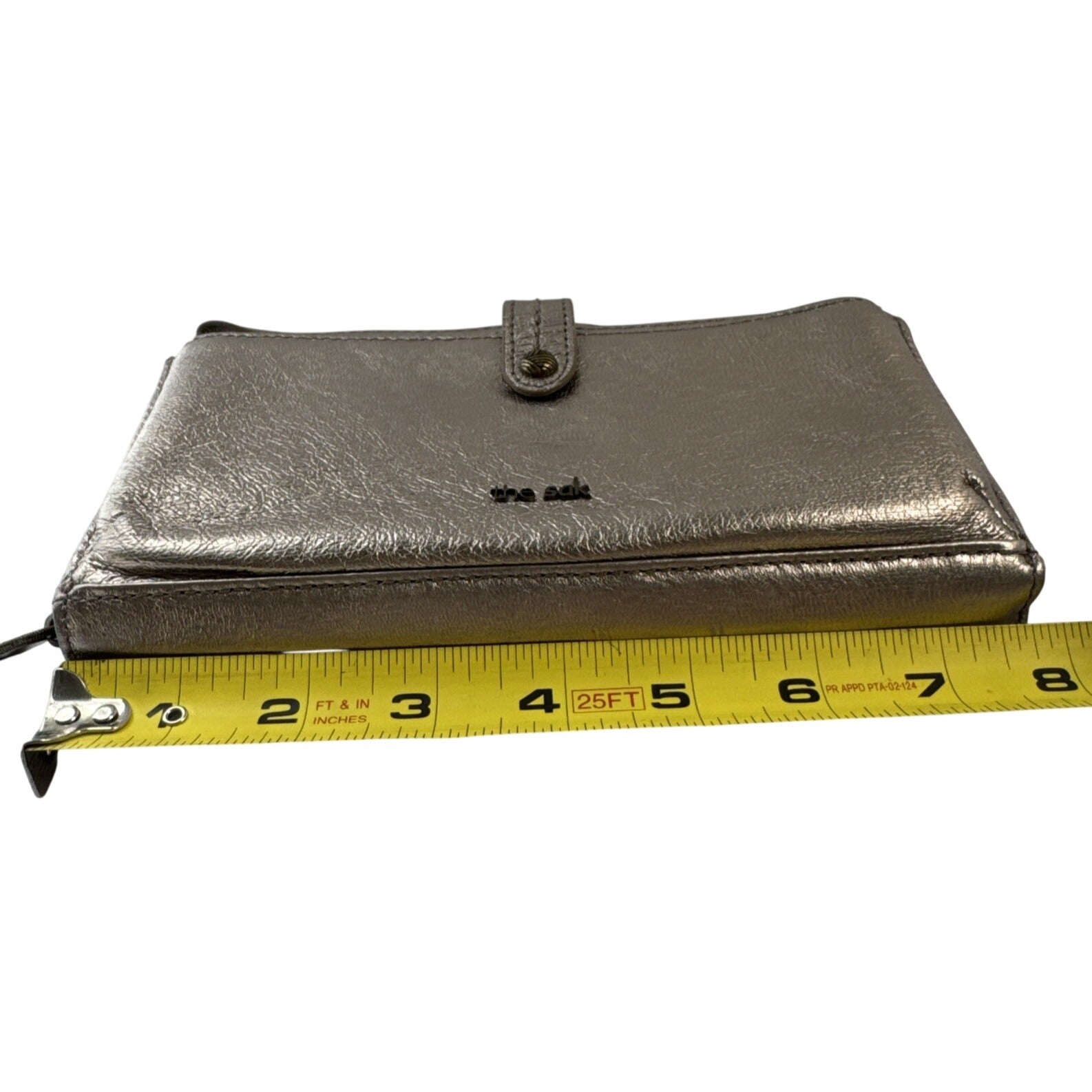 The Sak Metallic Bronze Leather Wristlet Wallet With Strap & Snap Closure