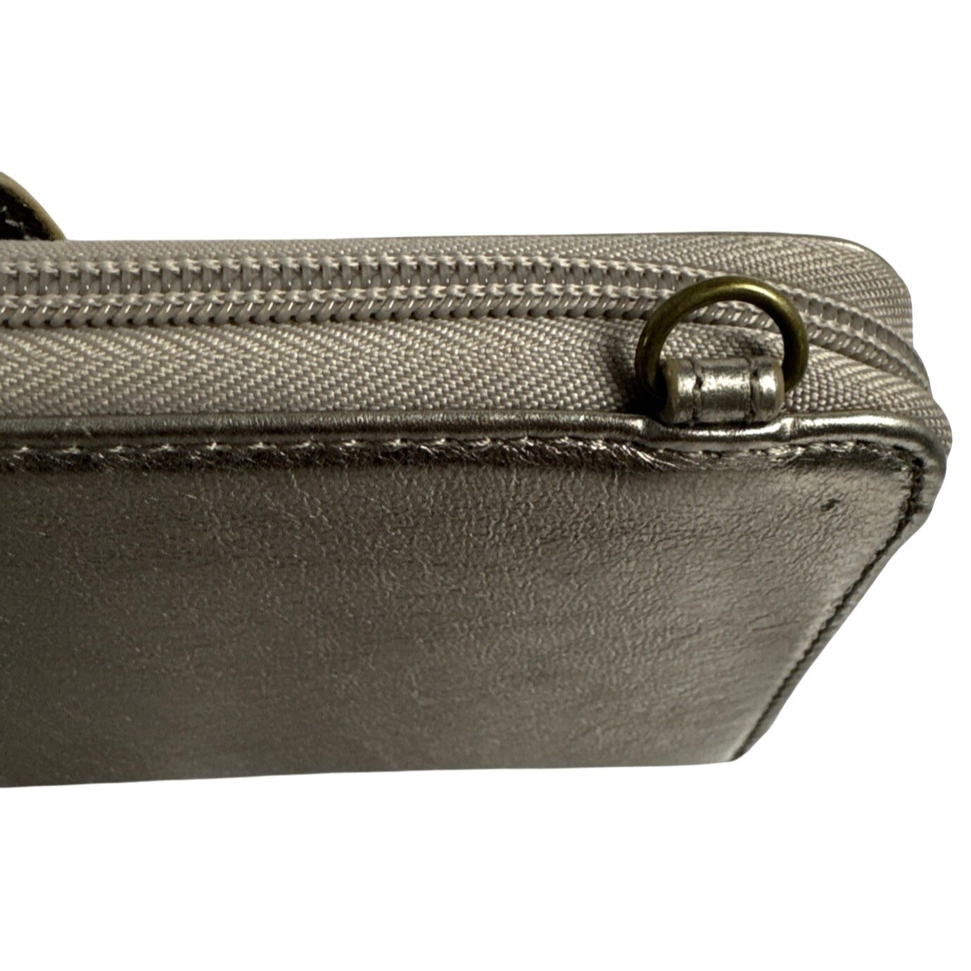 The Sak Metallic Bronze Leather Wristlet Wallet With Strap & Snap Closure