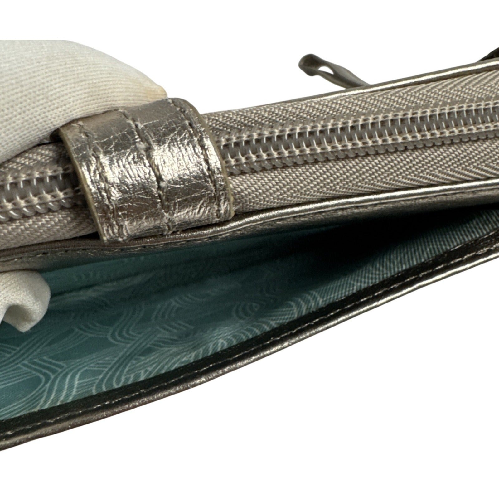 The Sak Metallic Bronze Leather Wristlet Wallet With Strap & Snap Closure