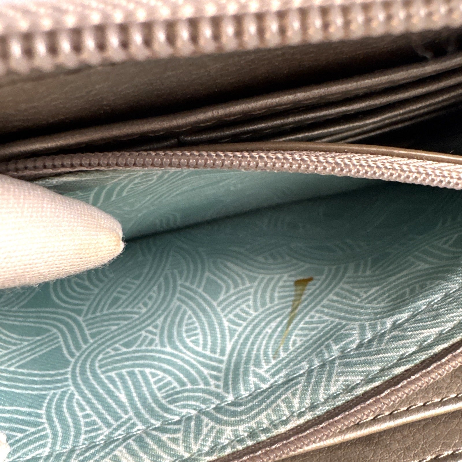 The Sak Metallic Bronze Leather Wristlet Wallet With Strap & Snap Closure