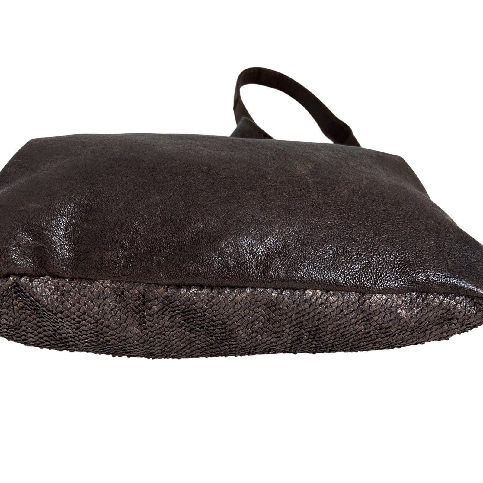 Angellotti Genuine Leather Brown Crossbody Bag Textured Accents & Adjustable