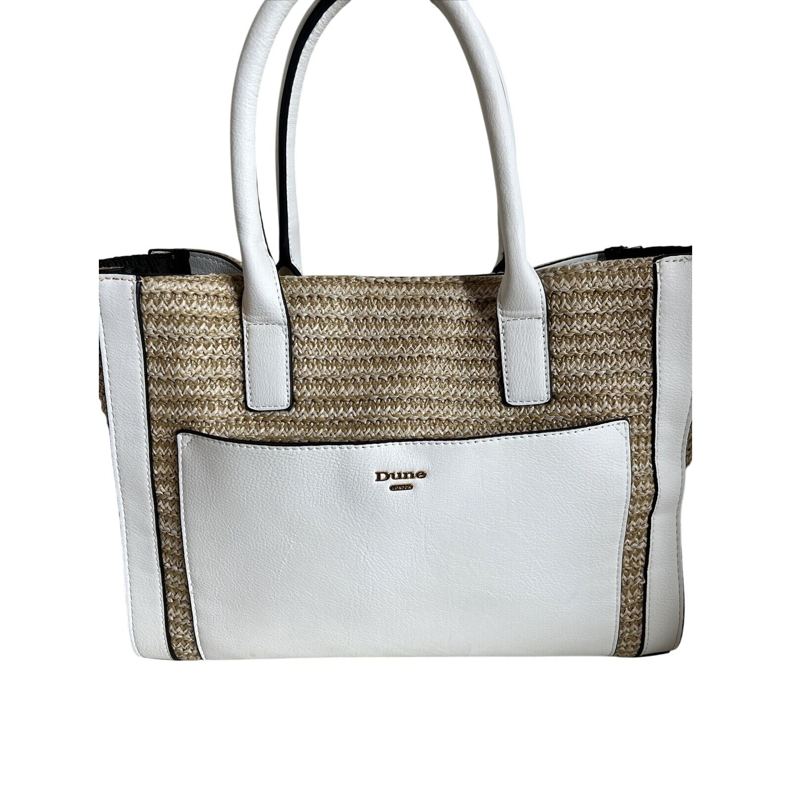Dune London Straw & Faux Leather Tote Bag