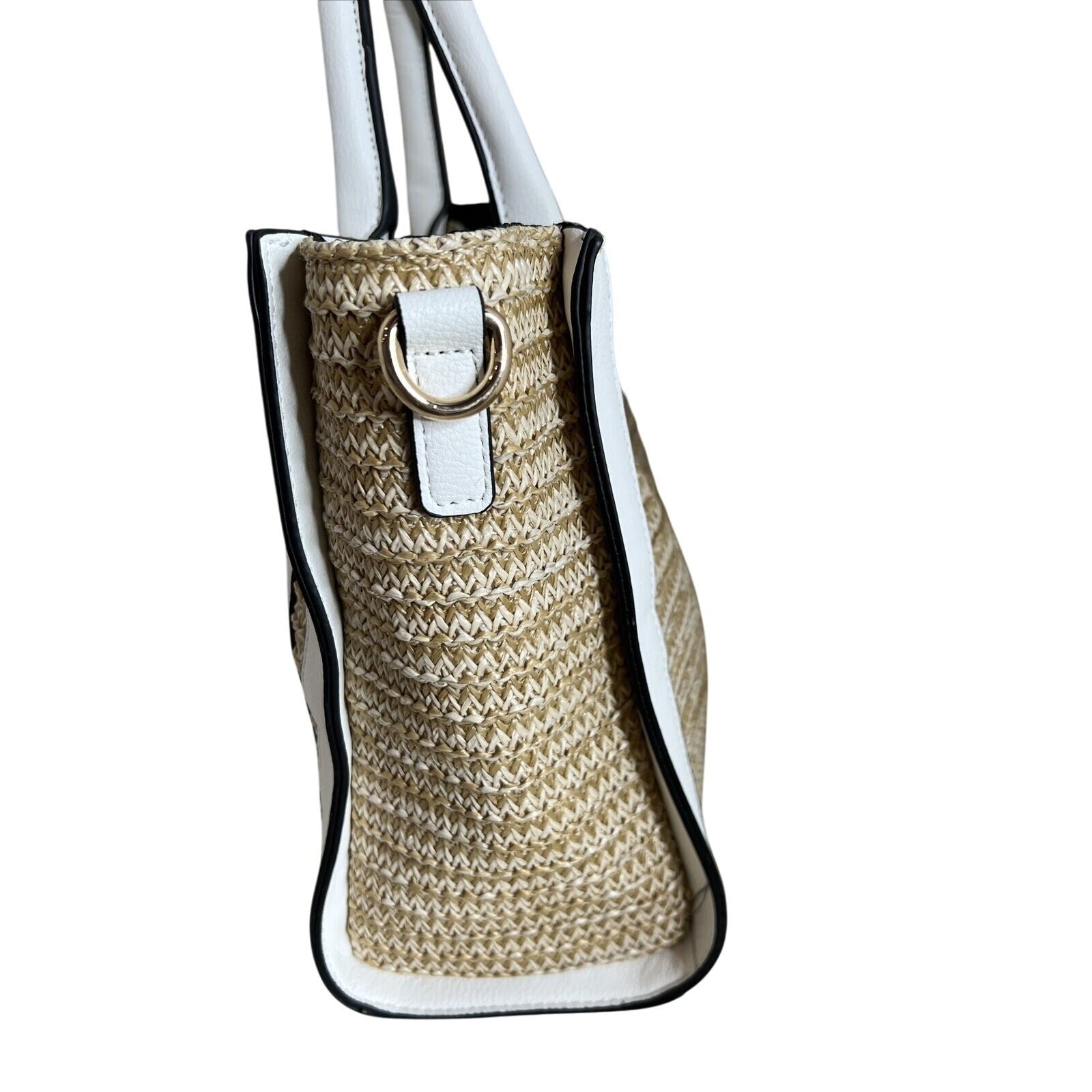 Dune London Straw & Faux Leather Tote Bag
