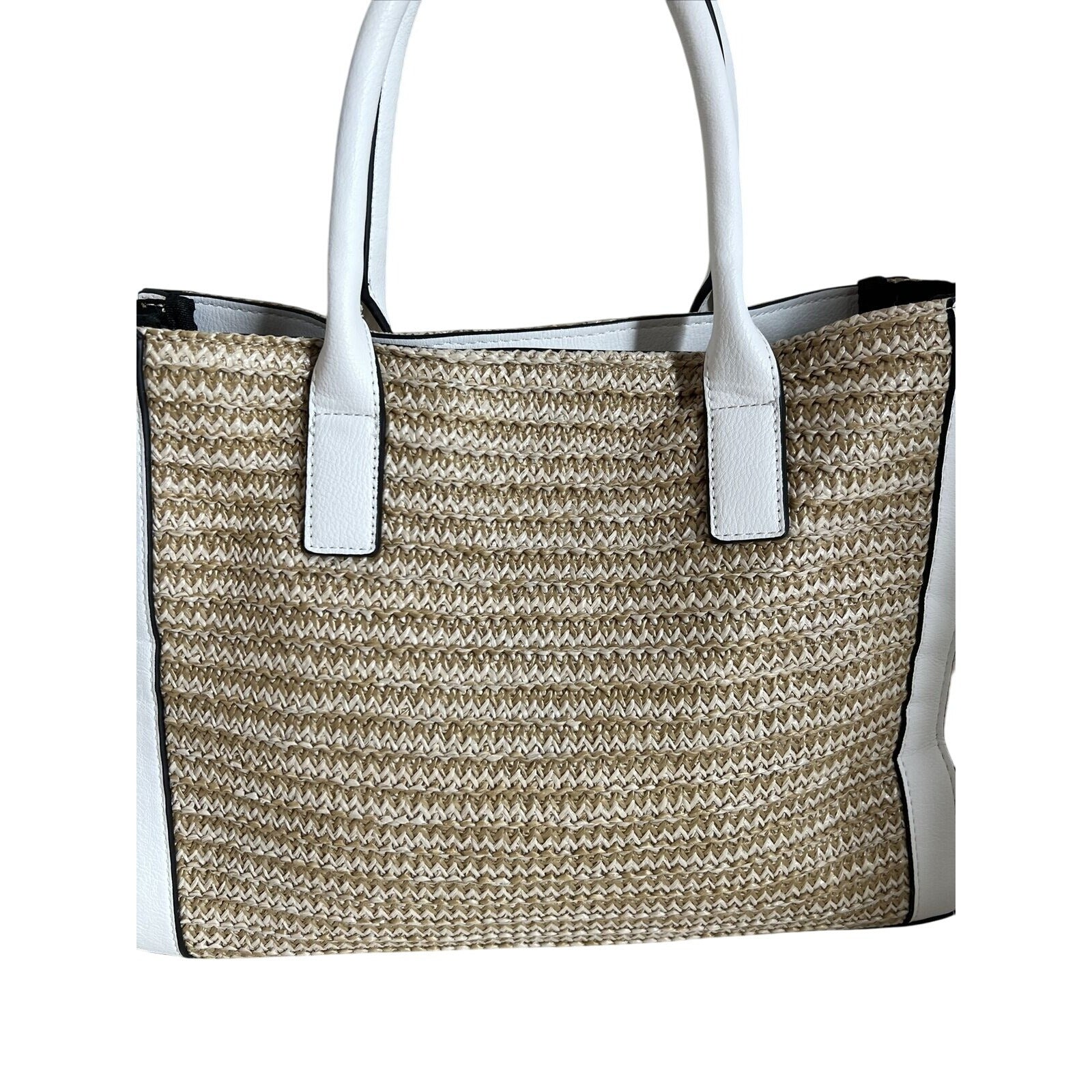 Dune London Straw & Faux Leather Tote Bag
