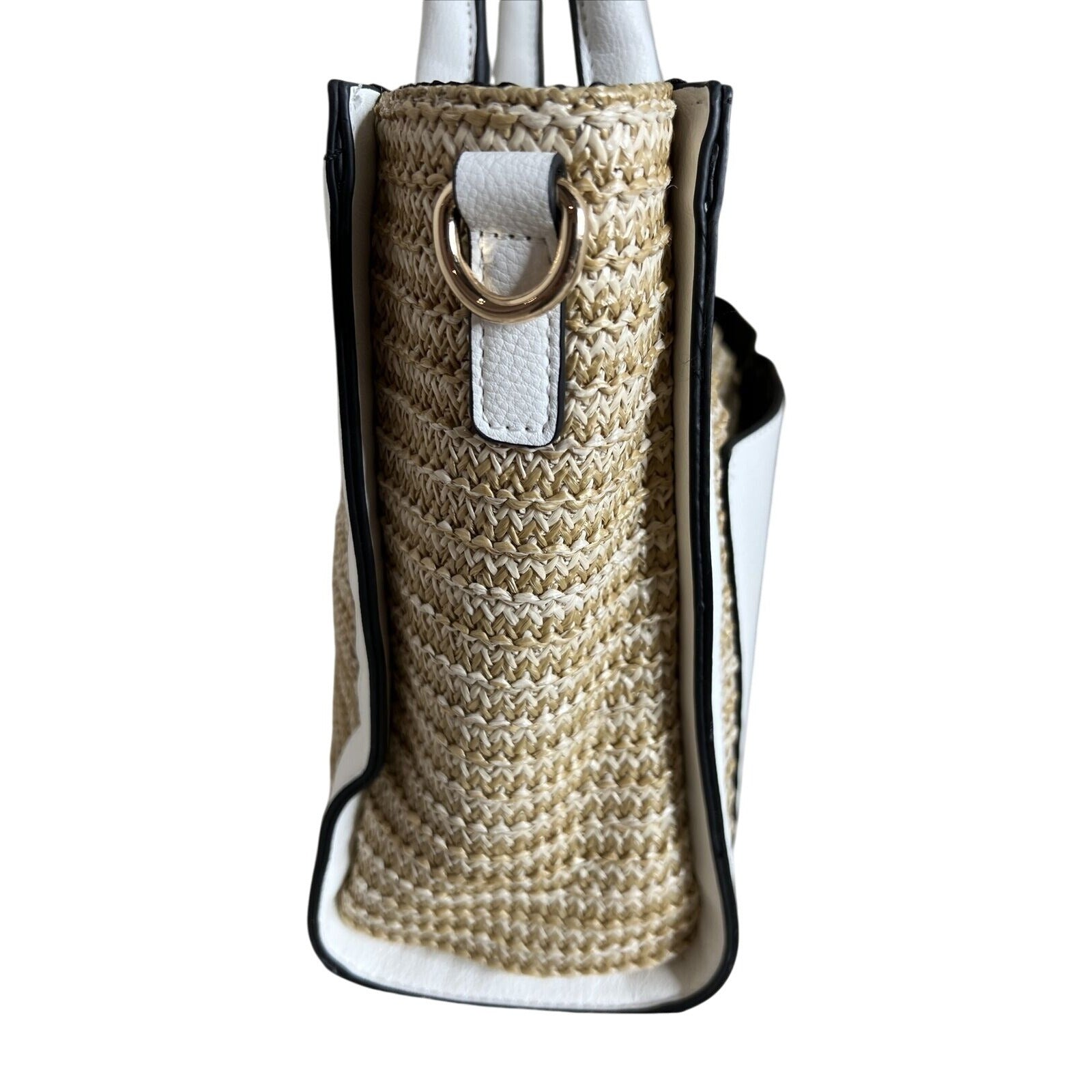 Dune London Straw & Faux Leather Tote Bag