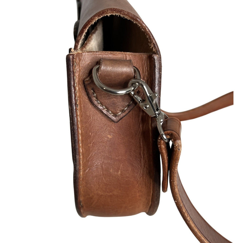 Jagger Vintage Brown Leather Saddlebag Purse With Adjustable Strap & Unique