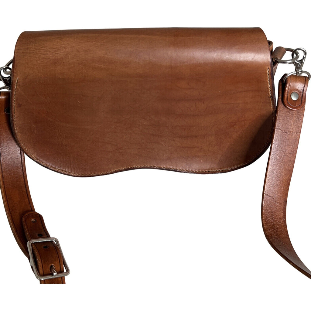 Jagger Vintage Brown Leather Saddlebag Purse With Adjustable Strap & Unique
