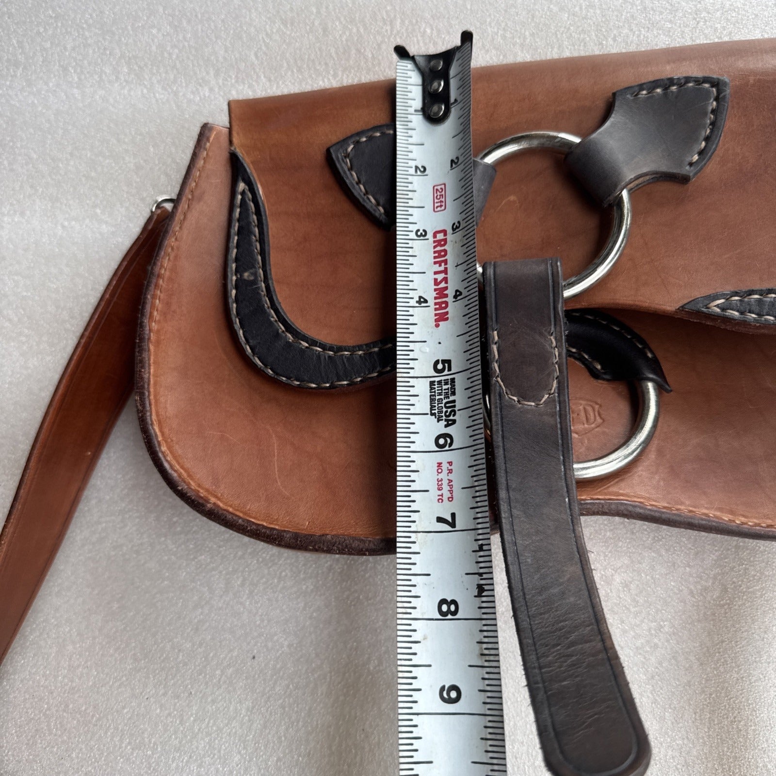 Jagger Vintage Brown Leather Saddlebag Purse With Adjustable Strap & Unique