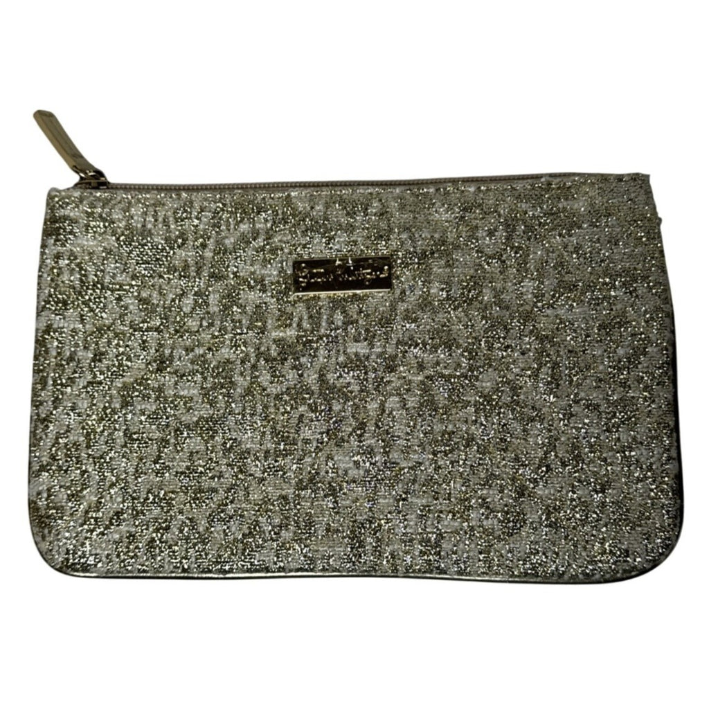 Lilly Pulitzer Gold Glittery Textured Zip Clutch / Cosmetic Pouch
