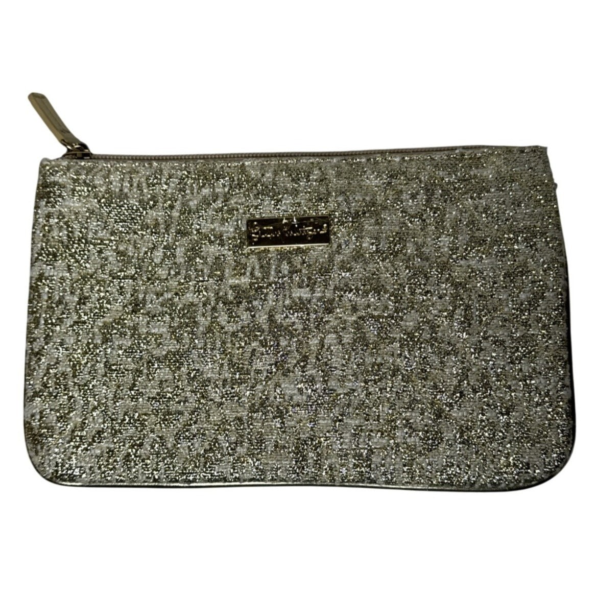 Lilly Pulitzer Gold Glittery Textured Zip Clutch / Cosmetic Pouch