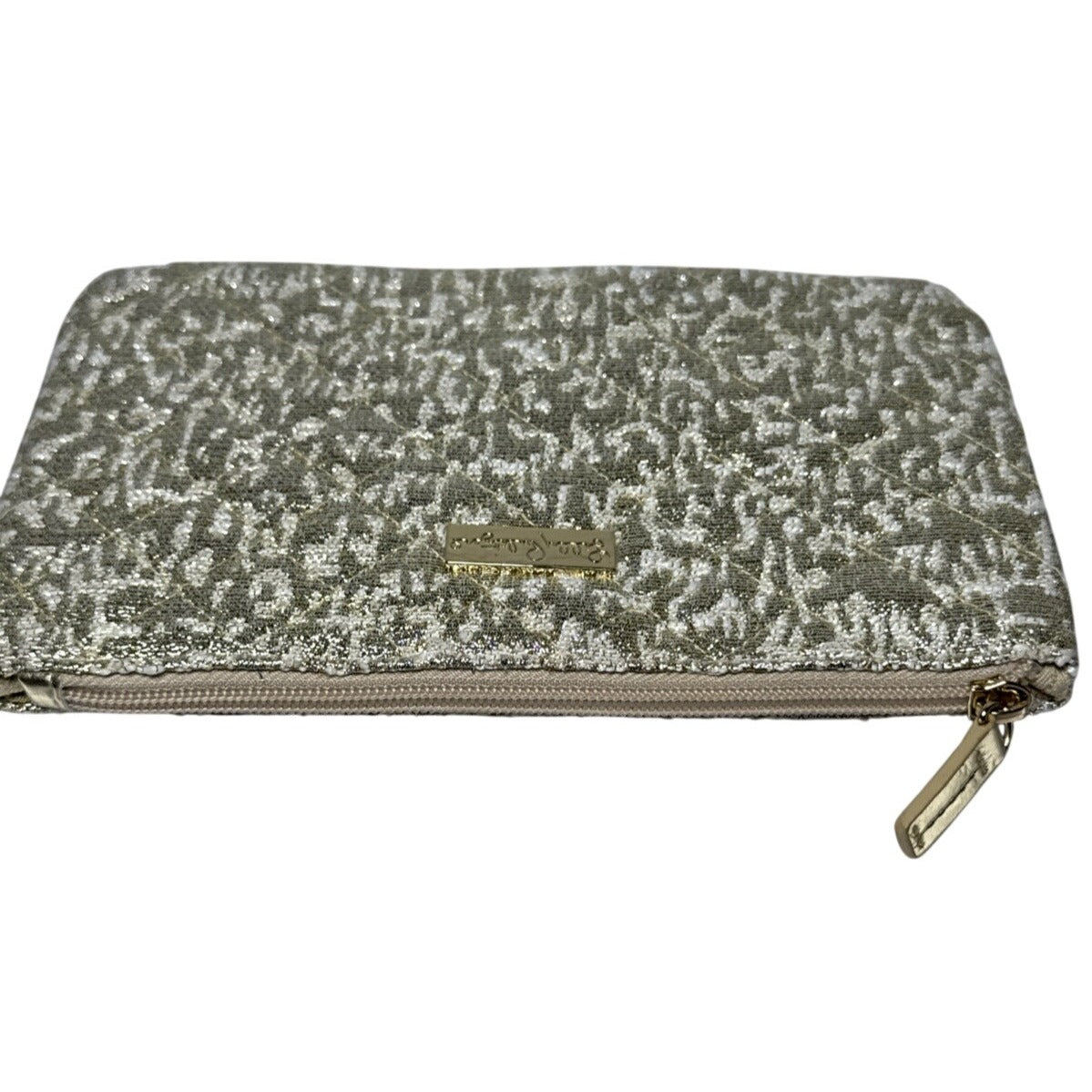 Lilly Pulitzer Gold Glittery Textured Zip Clutch / Cosmetic Pouch