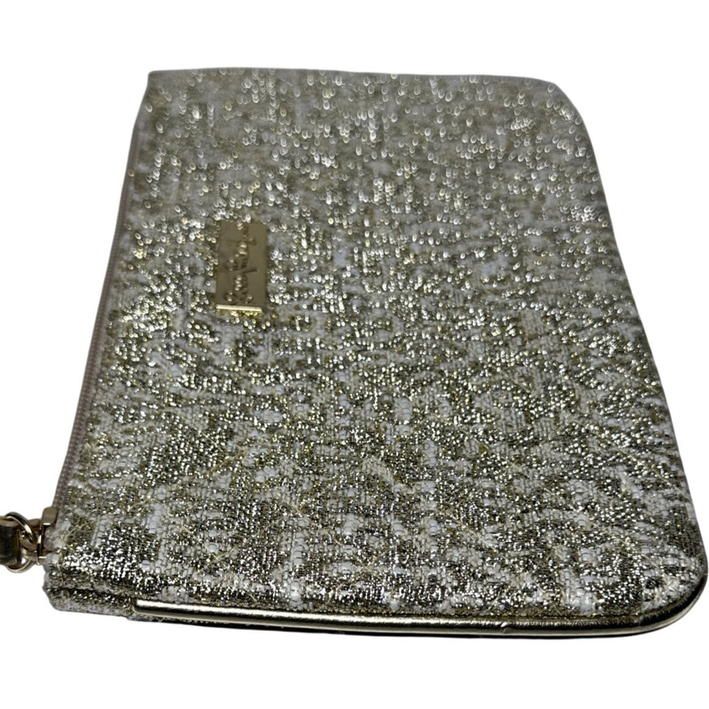 Lilly Pulitzer Gold Glittery Textured Zip Clutch / Cosmetic Pouch