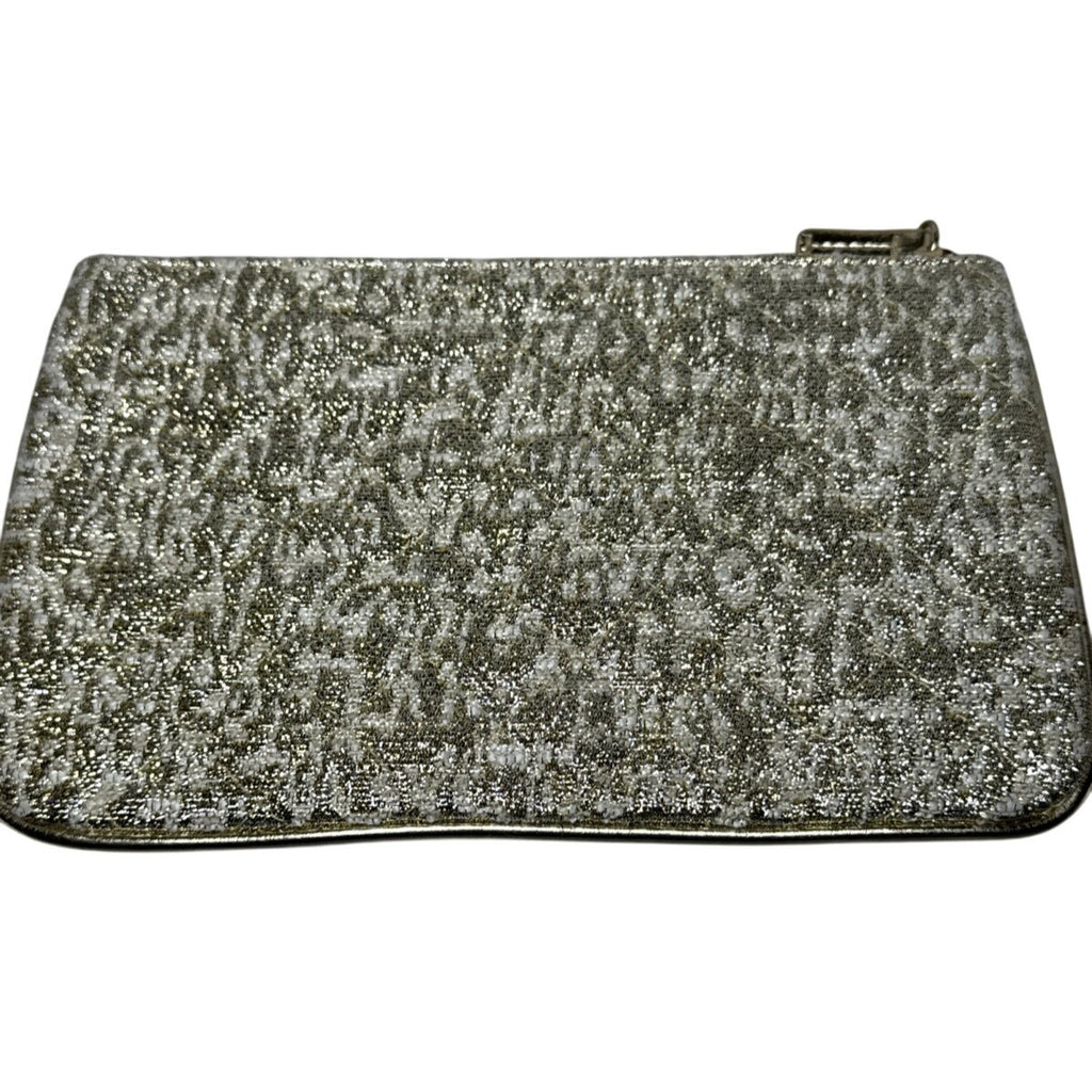 Lilly Pulitzer Gold Glittery Textured Zip Clutch / Cosmetic Pouch