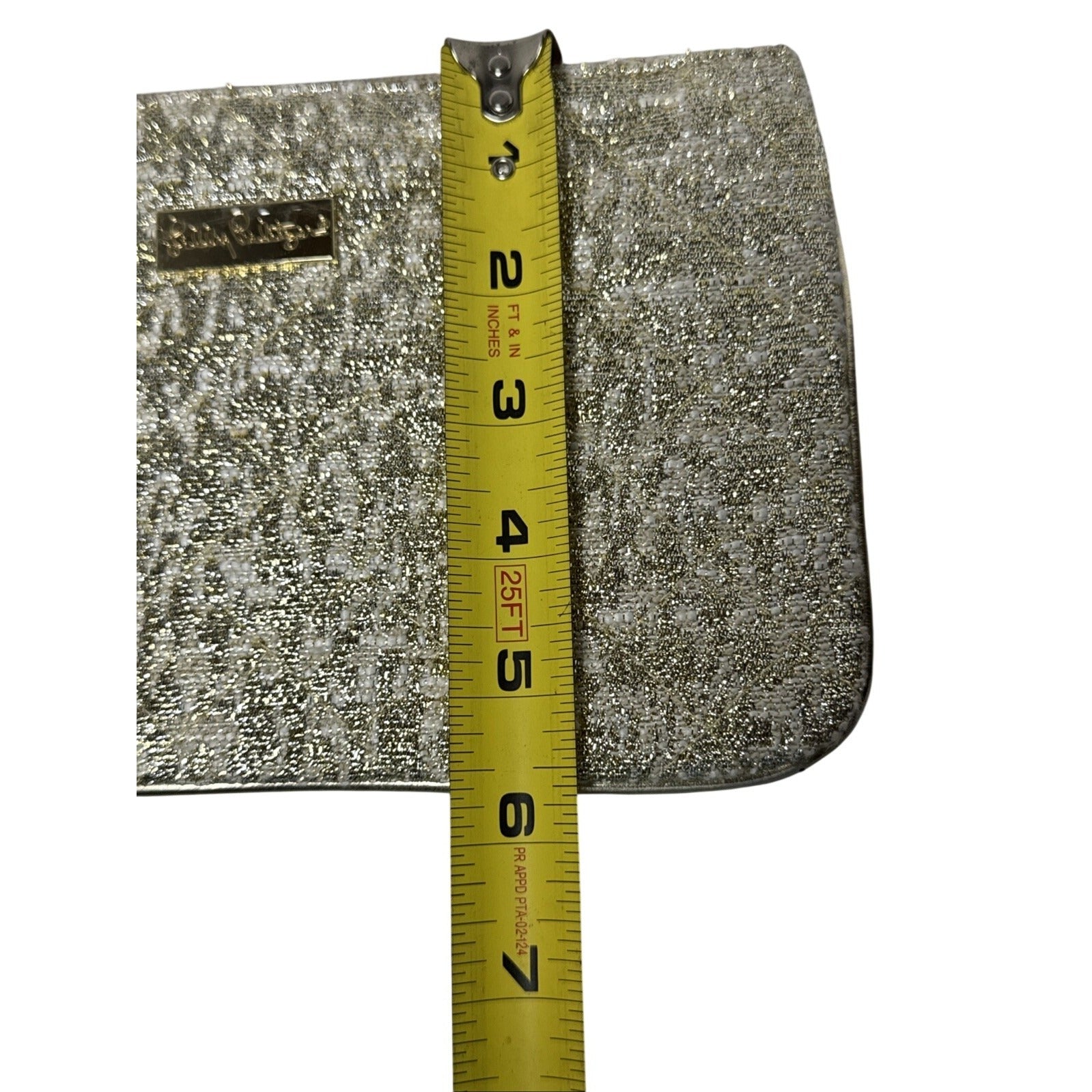 Lilly Pulitzer Gold Glittery Textured Zip Clutch / Cosmetic Pouch