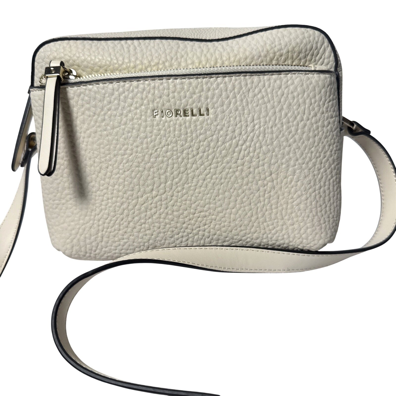Fiorelli Cream Pebbled Crossbody Bag With Adjustable Strap & Gold Accents