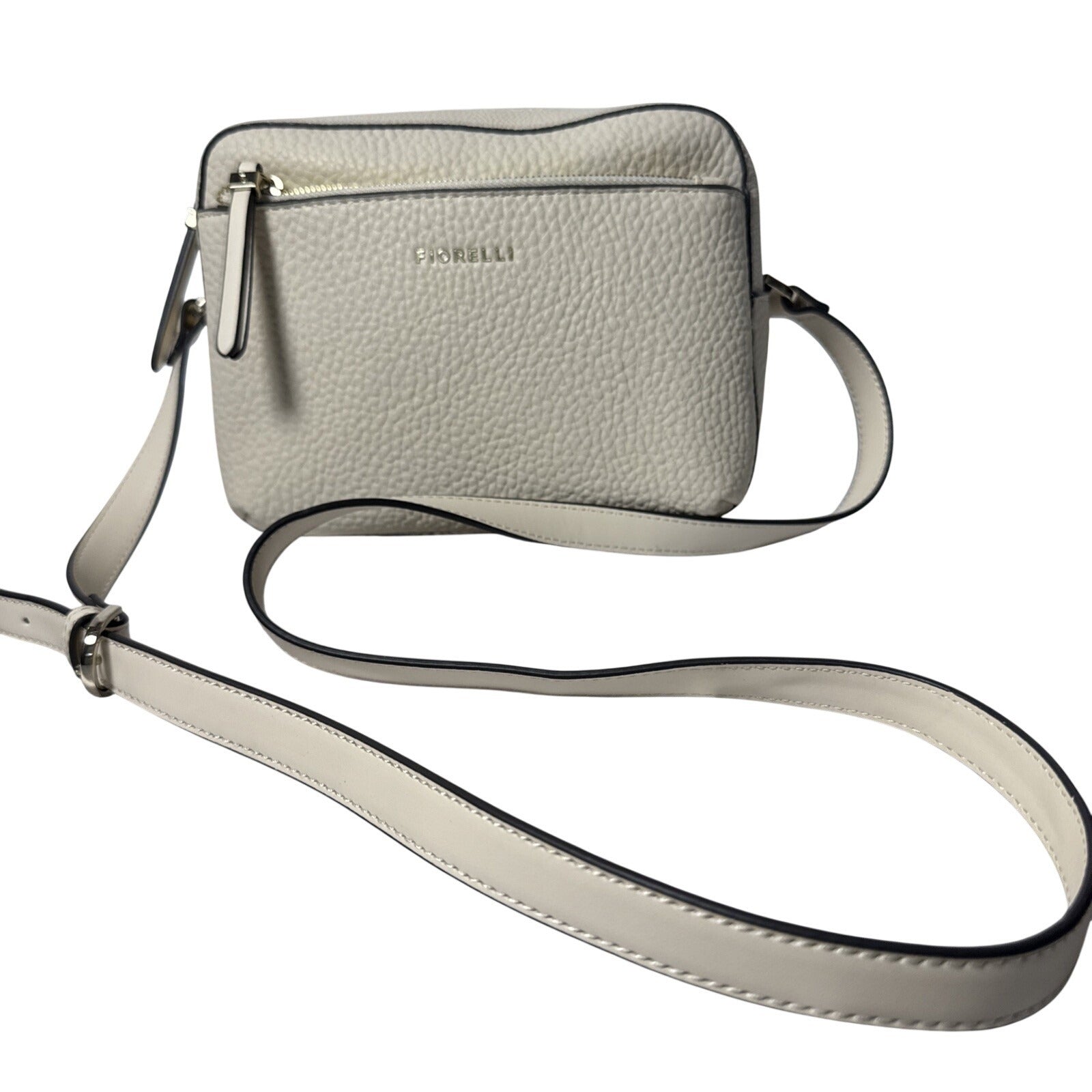 Fiorelli Cream Pebbled Crossbody Bag With Adjustable Strap & Gold Accents