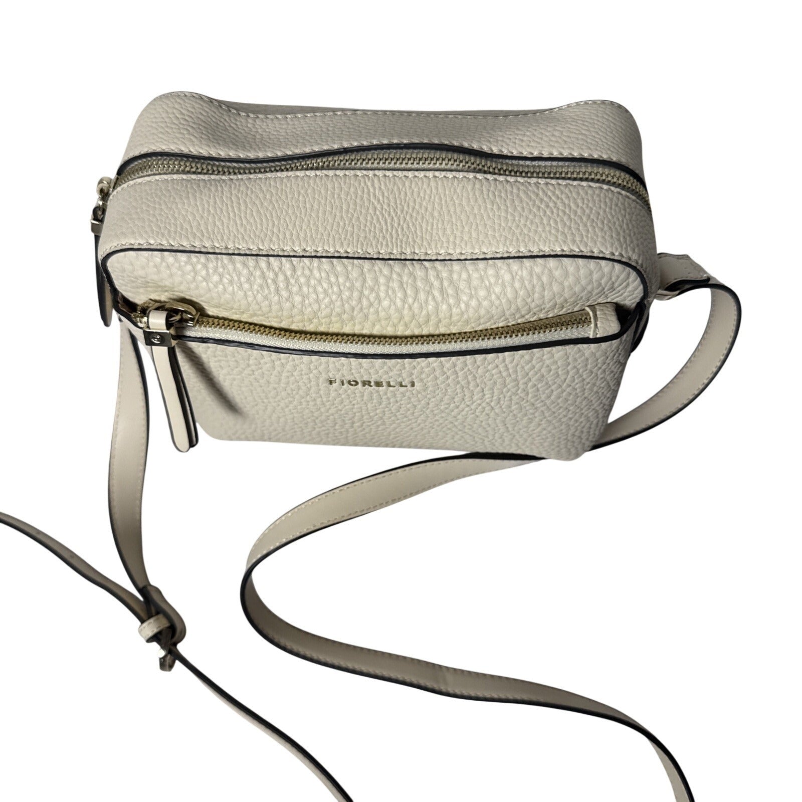Fiorelli Cream Pebbled Crossbody Bag With Adjustable Strap & Gold Accents
