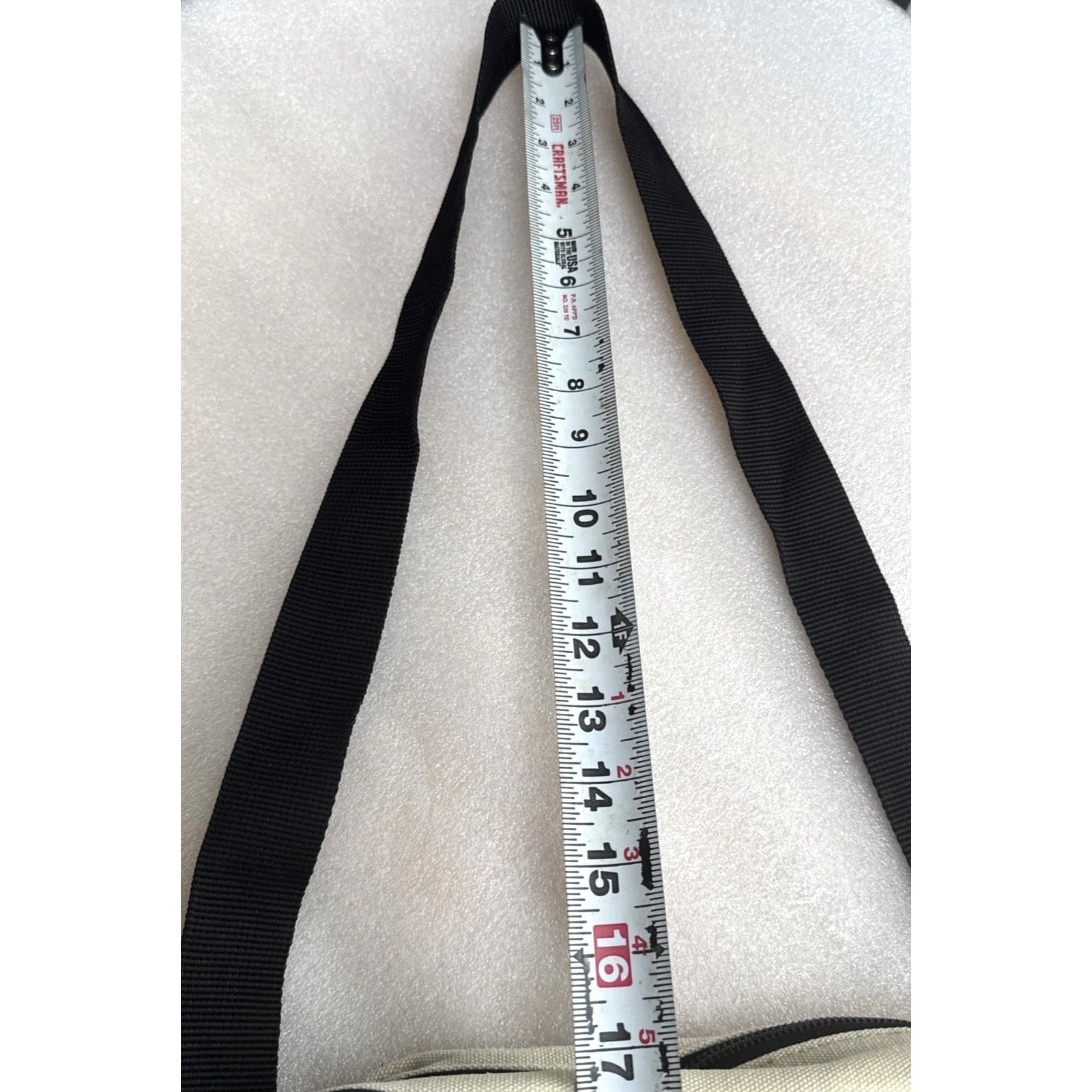 Calvin Klein Beige Canvas Crossbody Bag With Black Strap & Zipper