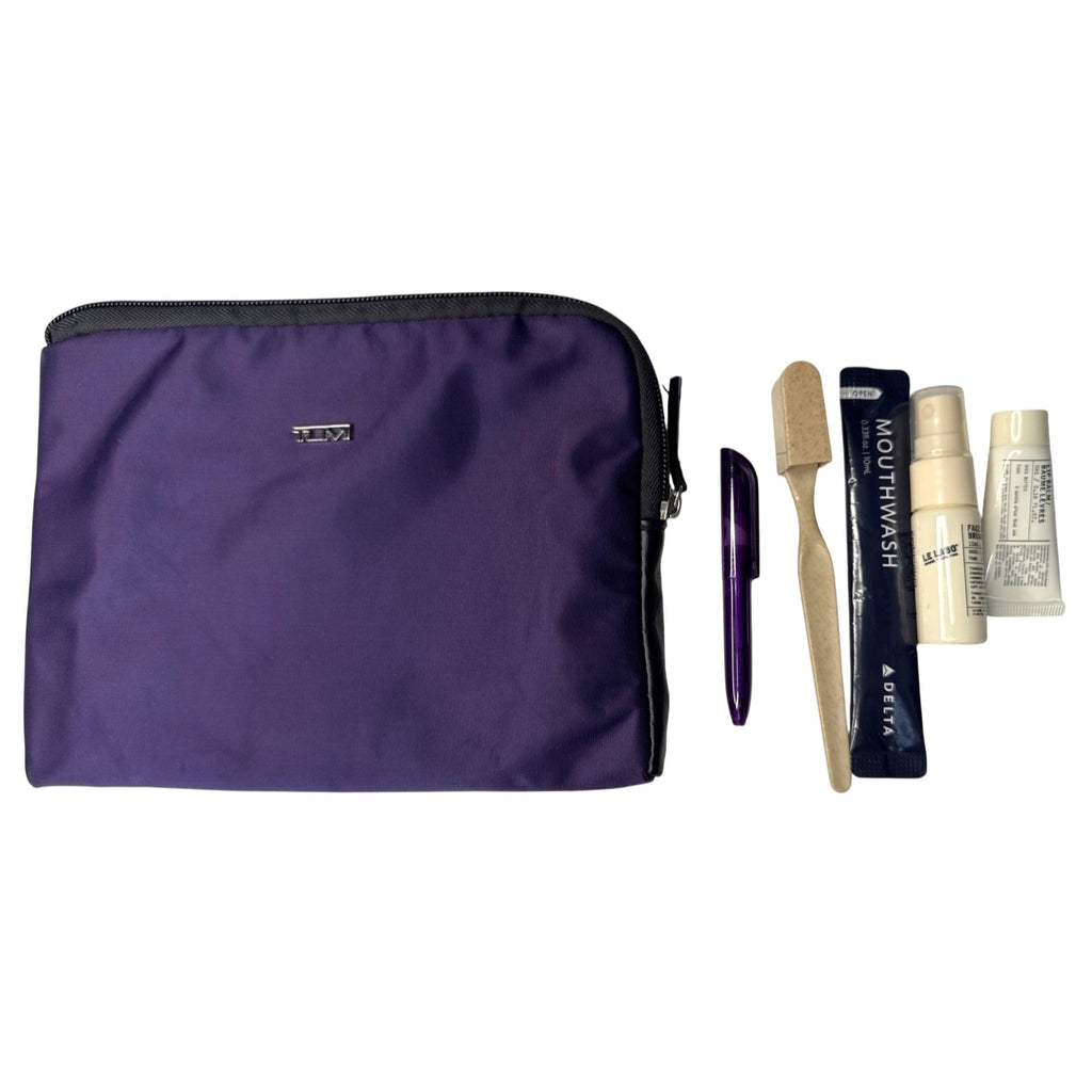 Tumi For Delta Airlines Purple Travel Toiletry Kit Bag With Accessories