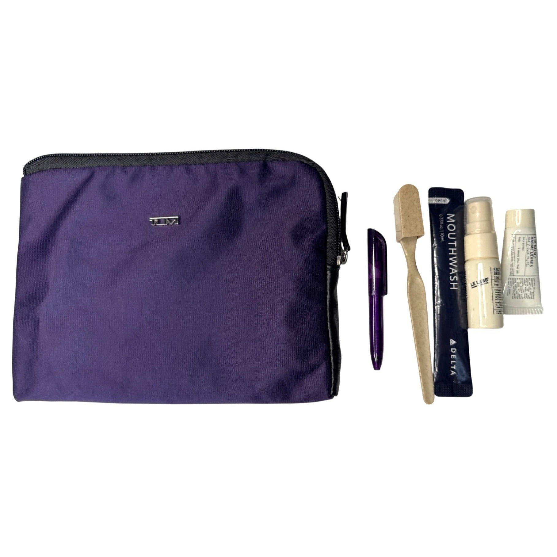 Tumi For Delta Airlines Purple Travel Toiletry Kit Bag With Accessories