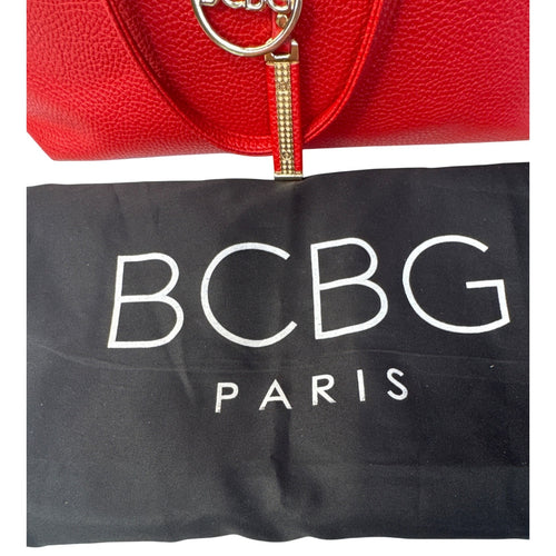 BCBG Paris Red Pebbled Leather Shoulder Bag With Charm & Dust Bag