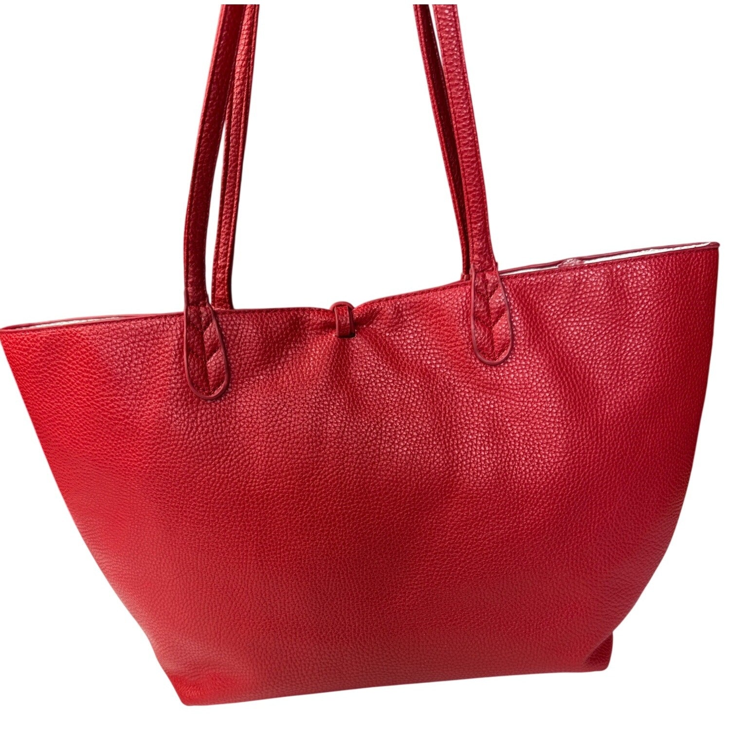 BCBG Paris Red Pebbled Leather Shoulder Bag With Charm & Dust Bag