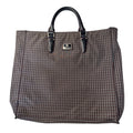 Burberry Black Label Plaid Tote Bag With Leather Handles