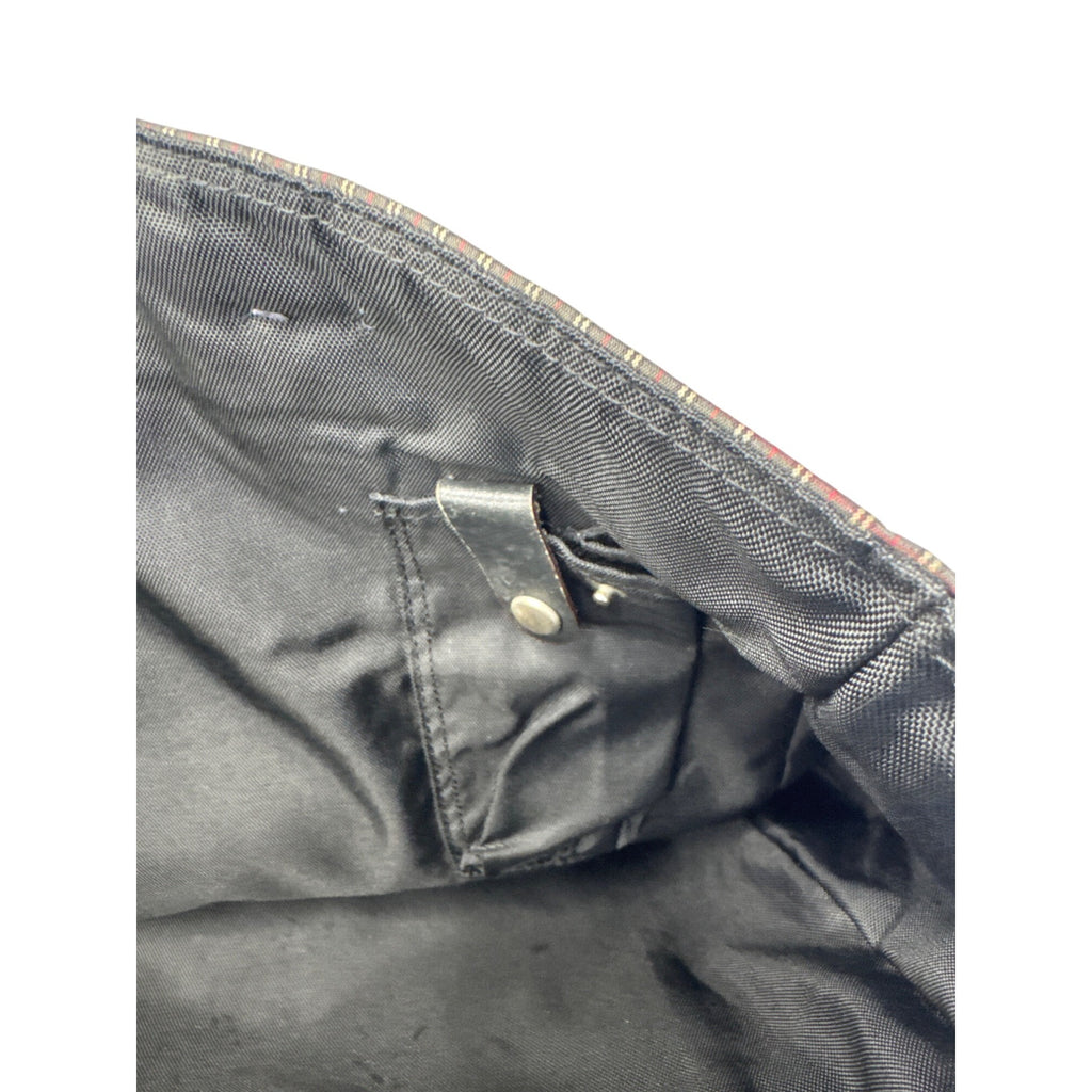 Burberry Black Label Plaid Tote Bag With Leather Handles