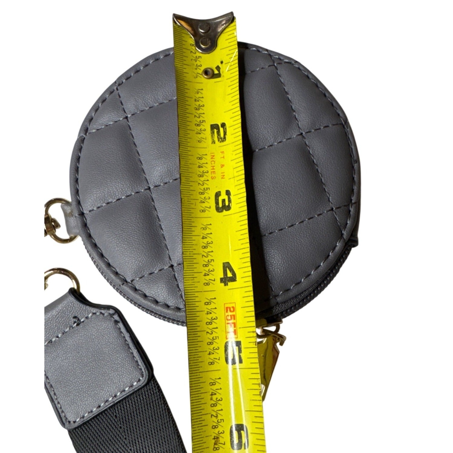 Quilted Gray Crossbody Bag & Matching Coin Pouch With Adjustable Strap