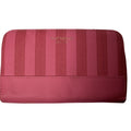Isaac Mizrahi New York Pink Striped Makeup Brush Holder Zipper Closure Compact
